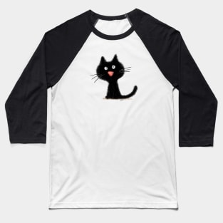 A black kitty looks at you. Baseball T-Shirt